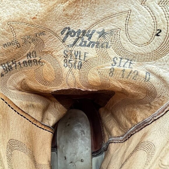 Tony Lama Men Size 8.5D 8540 Brown Cognac Exotic Lizard Leather Cowboy Boot - Picture 14 of 16